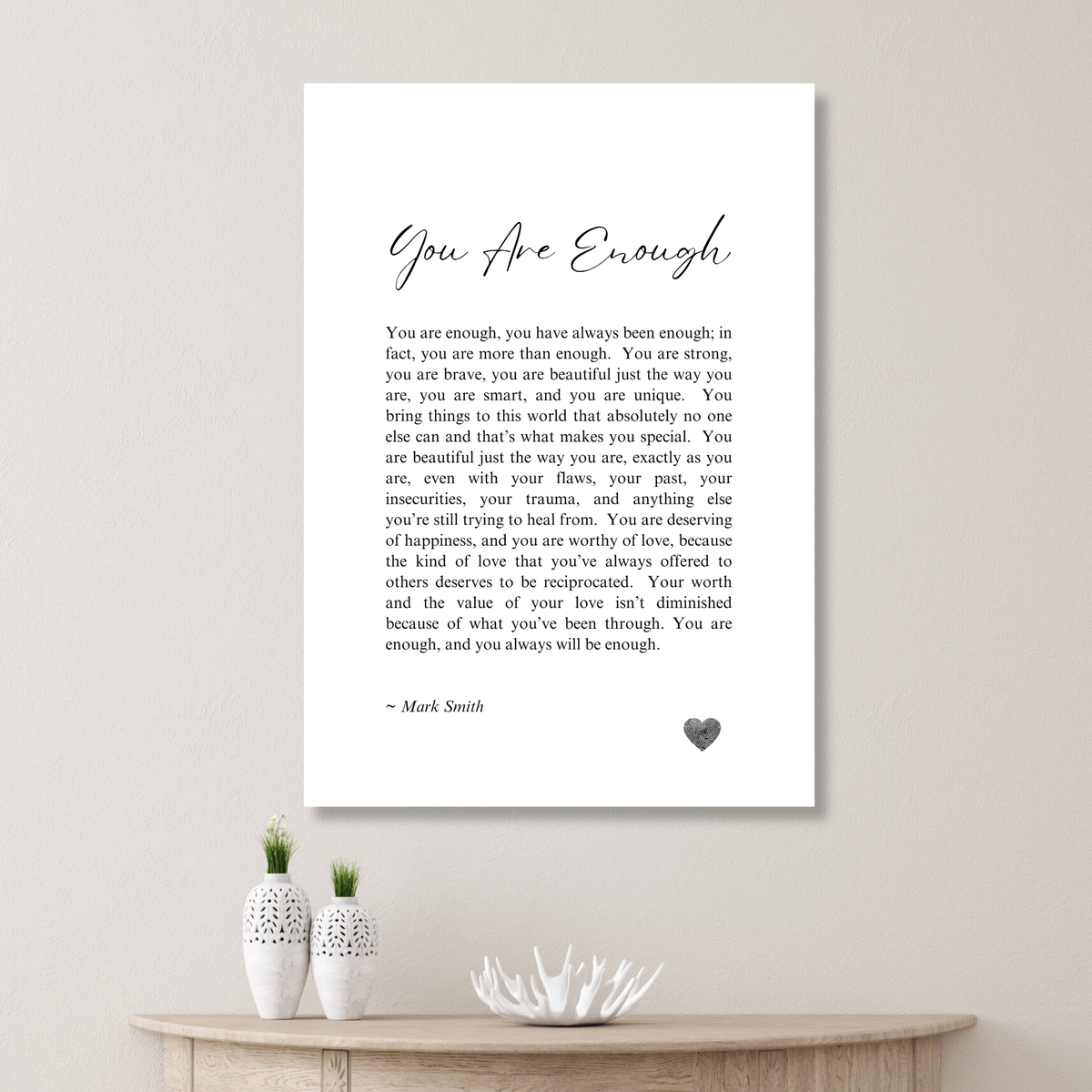 You Are Enough Canvas Wall Art Print