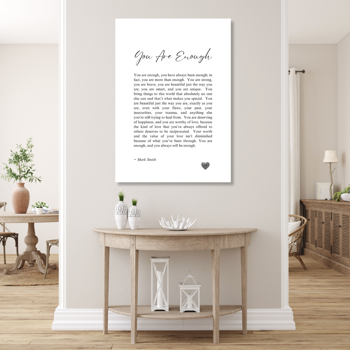 You Are Enough Canvas Wall Art Print