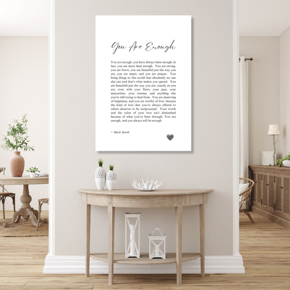 You Are Enough Canvas Wall Art Print