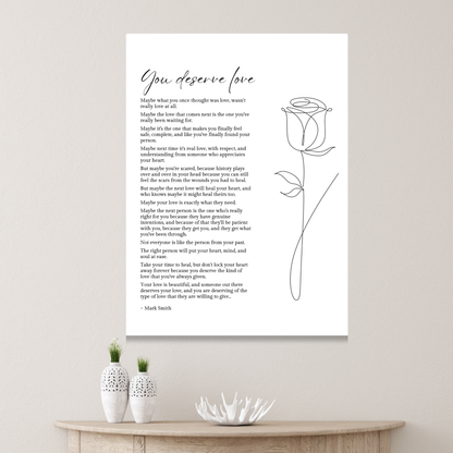 You Deserve Love Canvas Wall Art Print