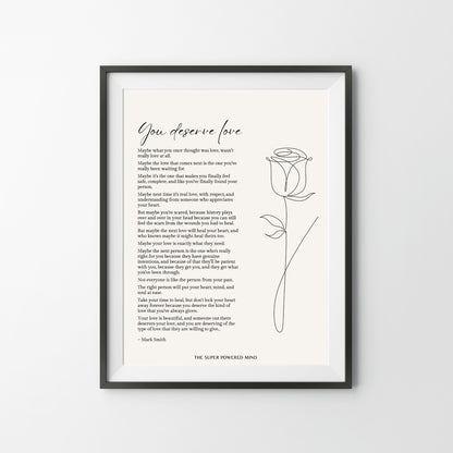 You Deserve Love (Beige) Wall Art Print