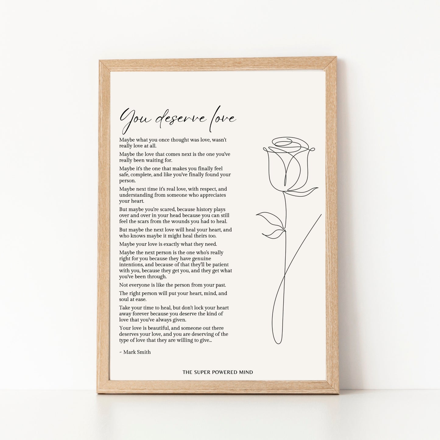 You Deserve Love (Beige) Wall Art Print