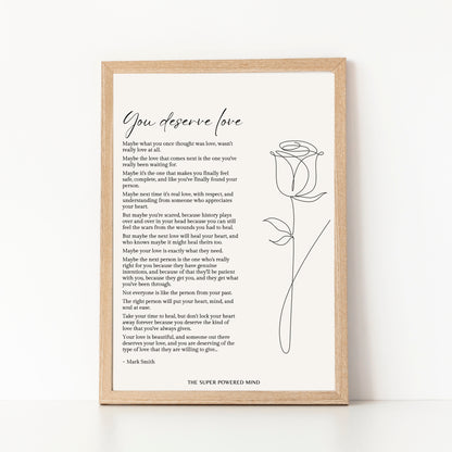 You Deserve Love (Beige) Wall Art Print
