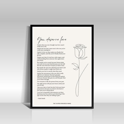 You Deserve Love (Beige) Wall Art Print