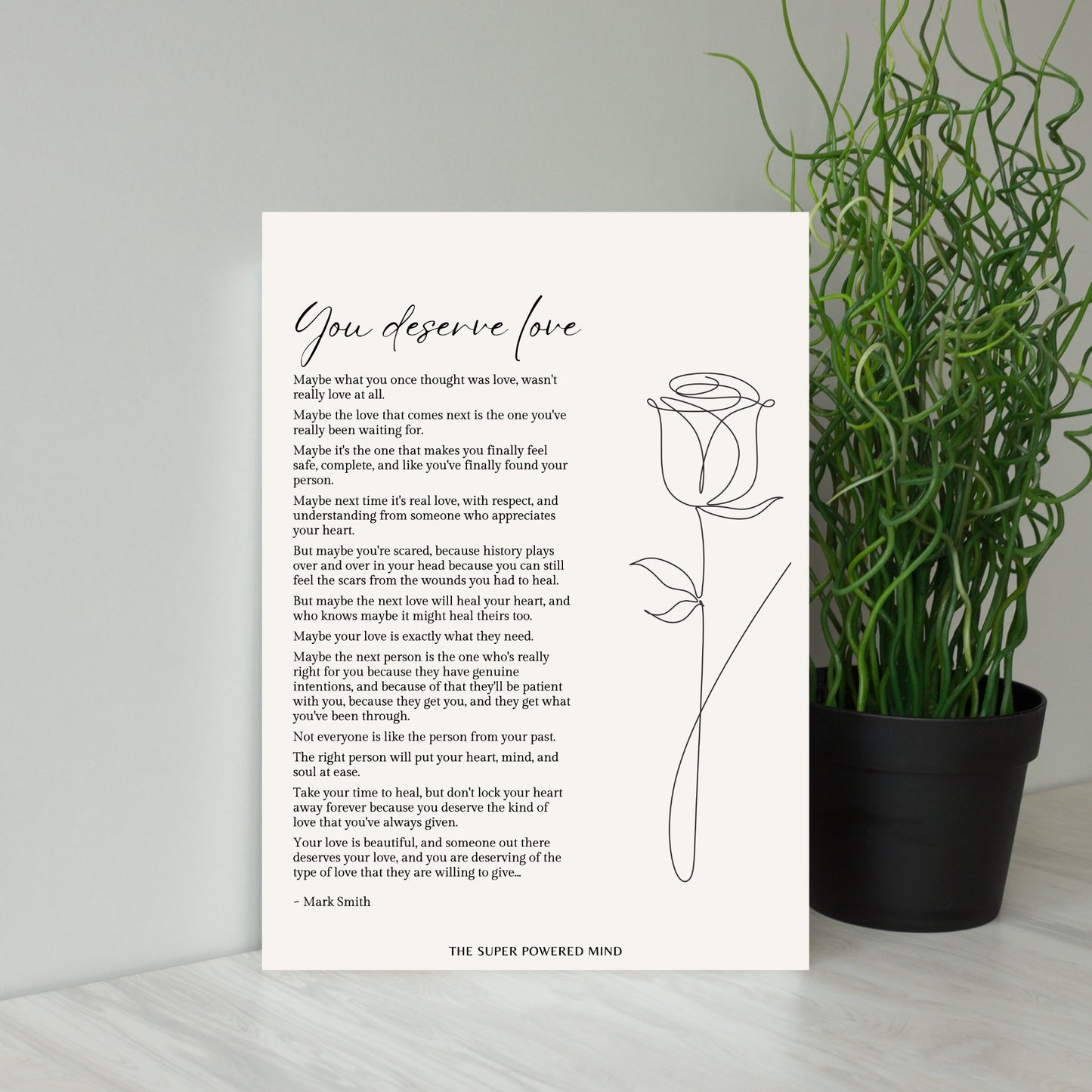 You Deserve Love (Beige) Wall Art Print