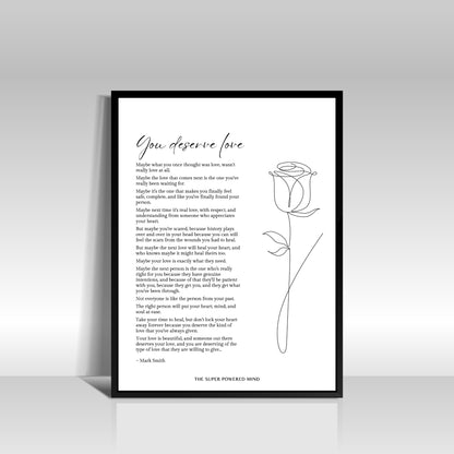 You Deserve Love (White) Wall Art Print